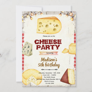 invitación a fiesta temática de queso