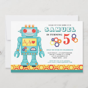 Invitación a fiesta temática de Robot