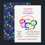 Invitación a fiesta temática divertida de Bingo Ba<br><div class="desc">Una fabulosa invitación para una fiesta de cumpleaños con tema de bingo para todo aquel que ame un juego de bingo con coloridas bolas de bingo que deletrean la palabra BINGO Una gran idea temática fiesta y es realmente fácil de personalizar con tus detalles personales de fiesta.</div>