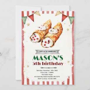 invitación a fiesta temática italiana Cannoli