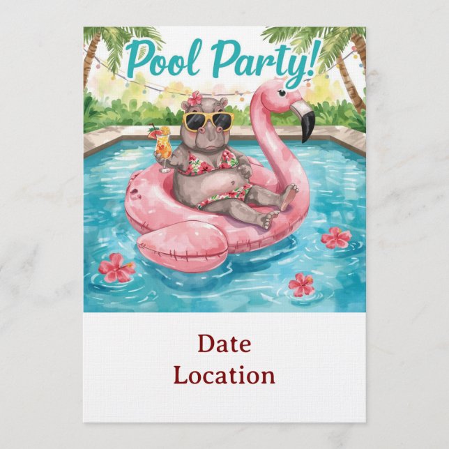 Invitación a Fiesta Tropical en la Piscina – Acuar (Anverso)