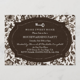 Invitación a Fiesta Vintage Floral y clave para el