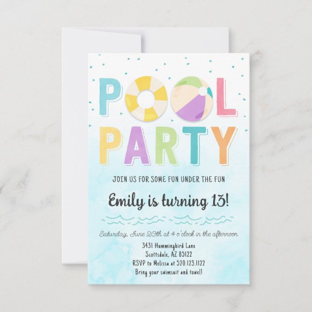 Invitación a fiestas de billar para cumpleaños y e (Anverso)