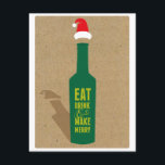 Invitación a fiestas de fin de semana para degusta<br><div class="desc">Invite a sus huéspedes amantes del vino a su fiesta de vacaciones y evento de degustación de vinos para Navidades con esta invitación de moda de un sombrero de Santa con botella de vino. Personalizar toda la copia para que se ajuste a su evento.</div>