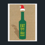 Invitación a fiestas de fin de semana para degusta<br><div class="desc">Invite a sus huéspedes amantes del vino a su fiesta de vacaciones y evento de degustación de vinos para Navidades con esta invitación de moda de un sombrero de Santa con botella de vino. Personalizar toda la copia para que se ajuste a su evento.</div>