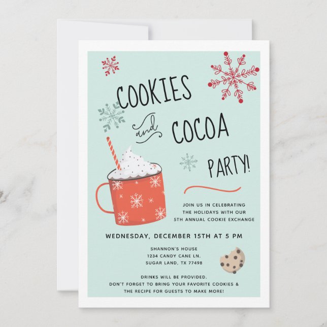 Invitación a fiestas de vacaciones en Cookies y Co (Anverso)