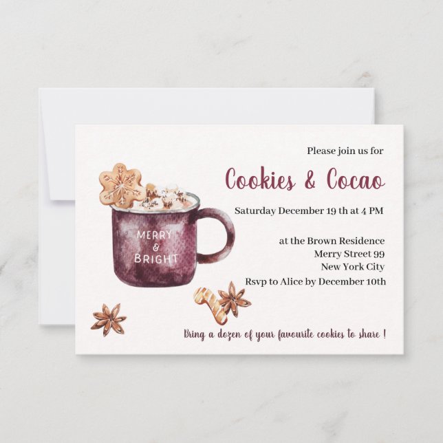 Invitación a fiestas de vacaciones en Cookies y Co (Anverso)