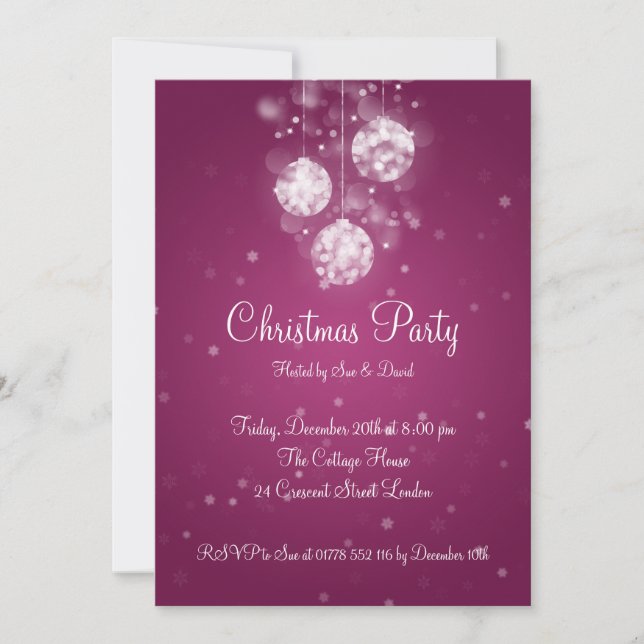 Invitación a fiestas Elegantes Baudibles Rosa (Anverso)