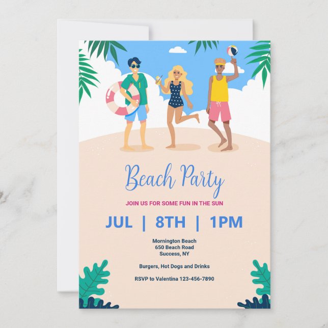 Invitación a fiestas en la playa (Anverso)