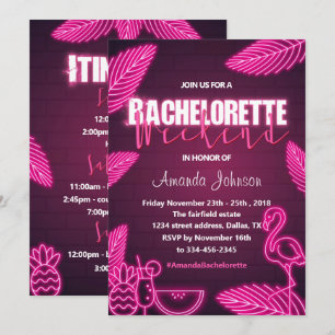 Invitación a fin de semana de Bachelorette de Neon