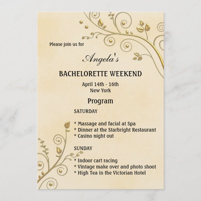 Invitación a fin de semana de Bachelorette Floral  (Anverso)
