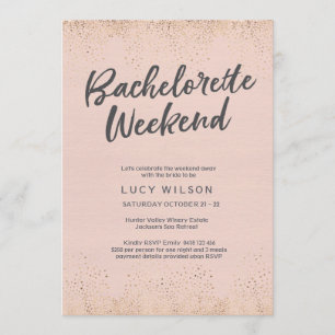 Invitación a fin de semana de bachillerato rosa de