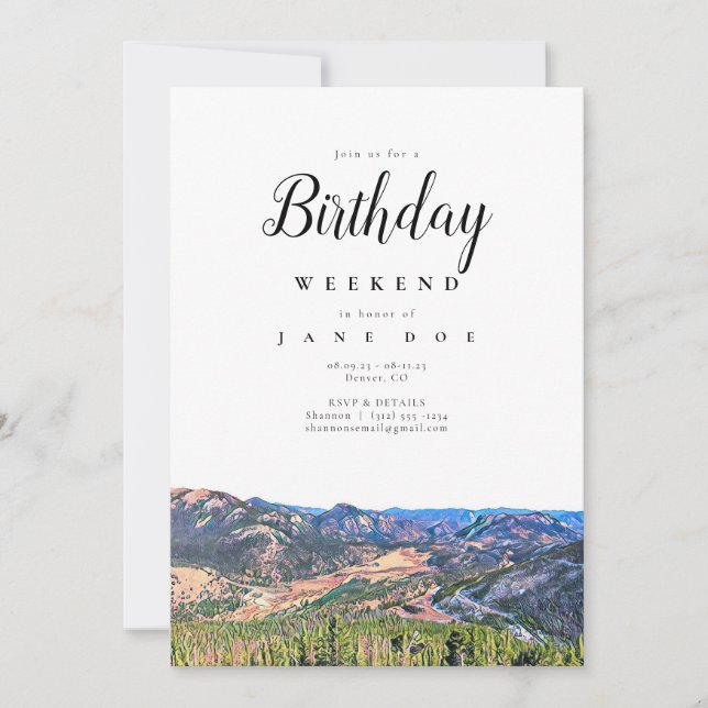 Invitación a fin de semana de cumpleaños de las mo (Anverso)