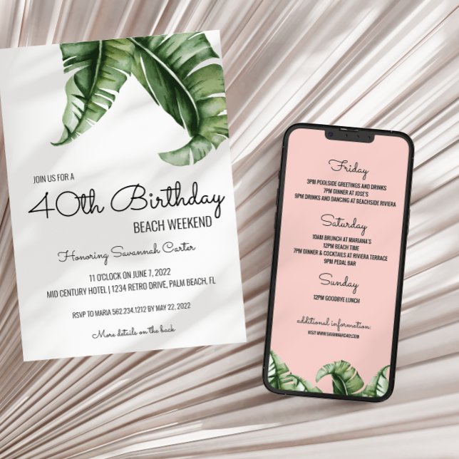 Invitación a fin de semana de cumpleaños tropical  (Subido por el creador)