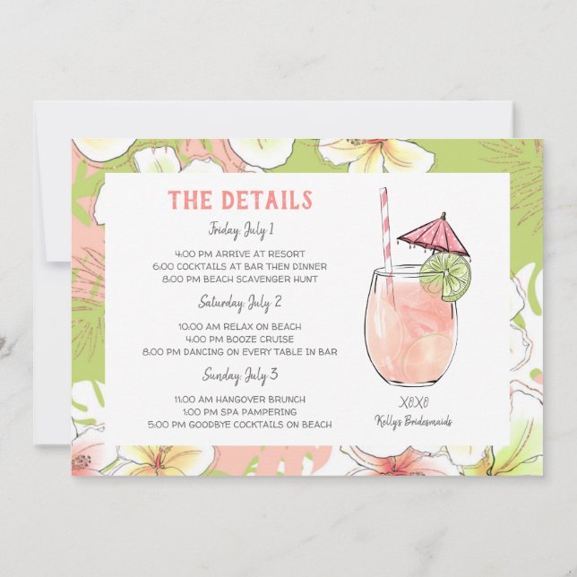 Invitación a fin de semana de escapada a la playa  (Reverso)