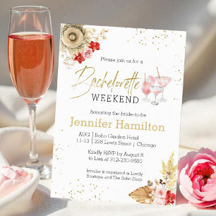 Invitación a fin de semana de soltera Boho acuar