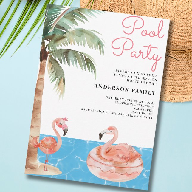 Invitación a Flamingo del Fiesta de la piscina (Subido por el creador)