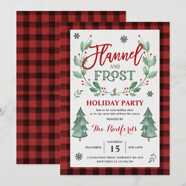 Invitación a Flannel Y Frost Holiday Party (Anverso / Reverso)