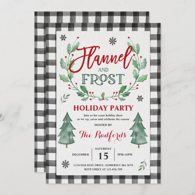 Invitación a Flannel Y Frost Holiday Party (Anverso / Reverso)