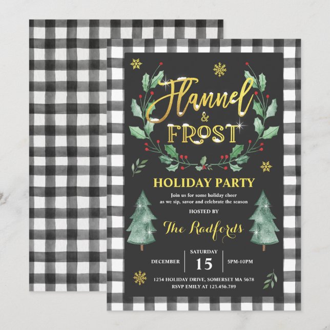 Invitación a Flannel Y Frost Holiday Party (Anverso / Reverso)