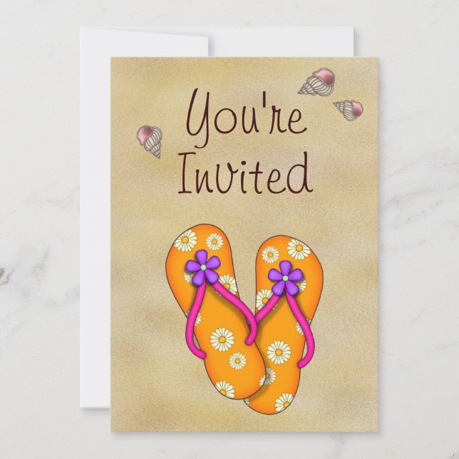 Invitación a Flip Flop y Beach Birthday Party (Anverso)