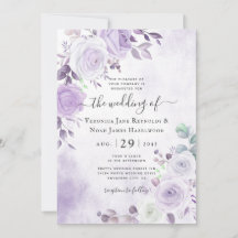 Invitación a Florales de color púrpura de lavanda