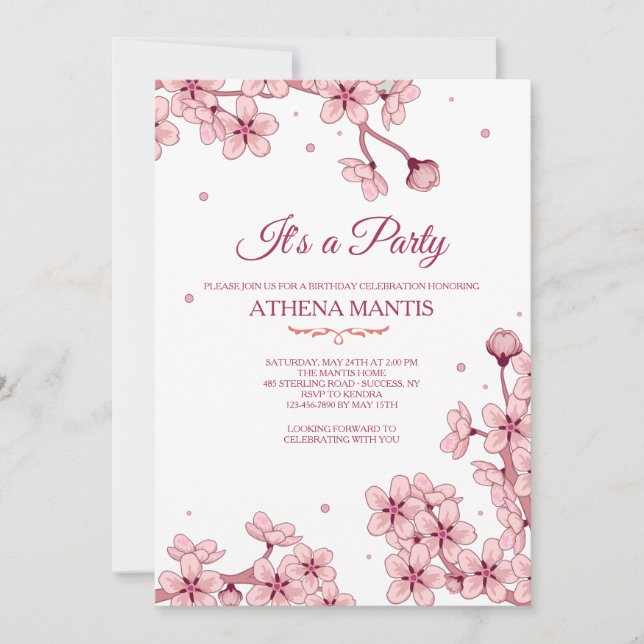 Invitación a florecimiento de primavera (Anverso)