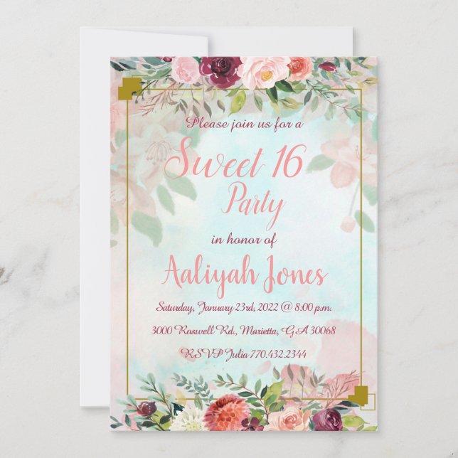 Invitación a flores de jardín (Anverso)