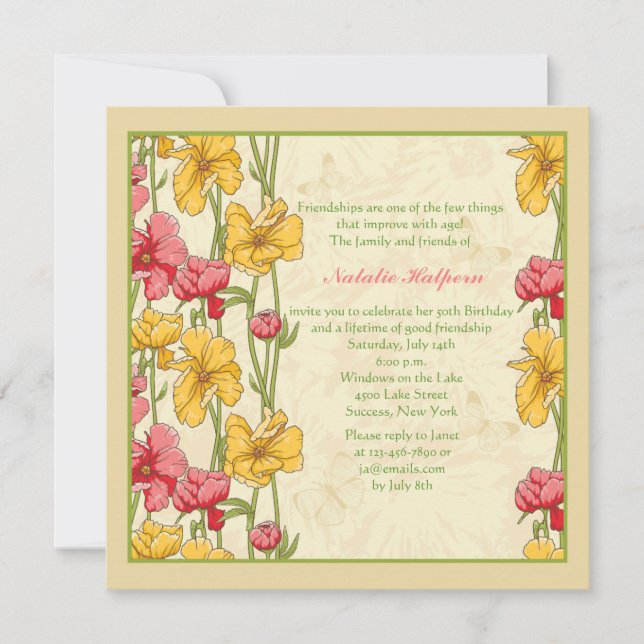 Invitación a flores de jardín (Anverso)