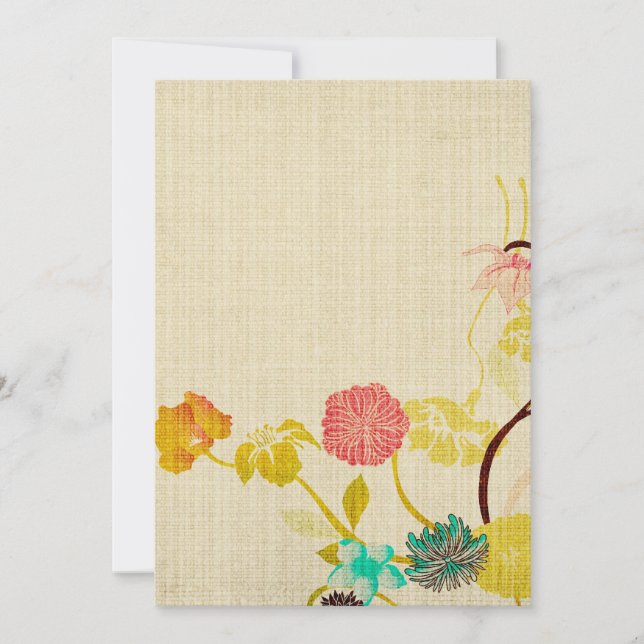 Invitación a flores japonesas antiguas (Anverso)