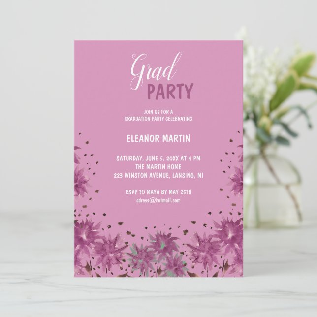 Invitación a flores silvestres púrpura Lilac fresc (Anverso de pie)