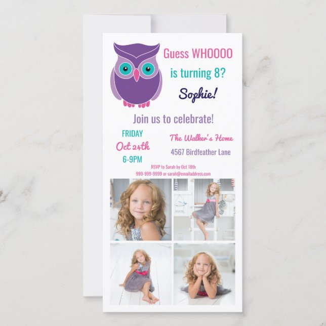 Invitación a foto animal de la fiesta de cumpleaño (Anverso)
