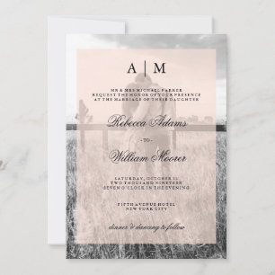 Invitación a foto boda con superposición rosa de R