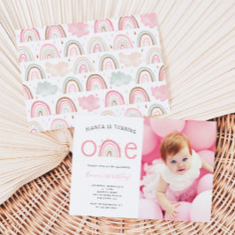 Invitación a foto de Boho Rainbow Chica primer cum