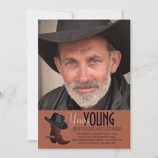 Invitación a foto de Cowboy (Anverso)