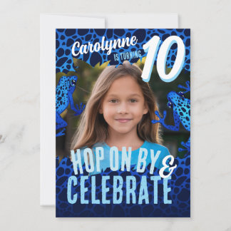 Invitación a foto de cumpleaños 10 de rana de selv