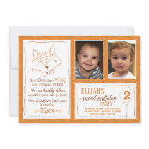 Invitación a foto de cumpleaños 2 de Fox Naranja W