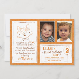 Invitación a foto de cumpleaños 2 de Fox Naranja W