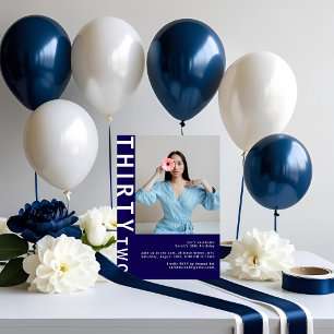 Invitación a foto de cumpleaños 32 Blue de la Mari