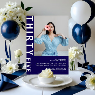 Invitación a foto de cumpleaños 35 Blue de la Mari