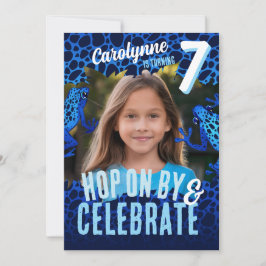 Invitación a foto de cumpleaños 7 de rana de selva