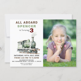 Invitación a foto de cumpleaños con tema de tren d