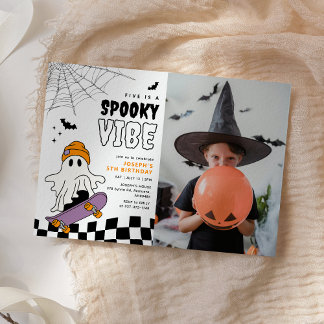 Invitación a foto de cumpleaños de Boy Spooky Hall