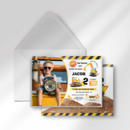 Invitación a foto de cumpleaños de construcción a 