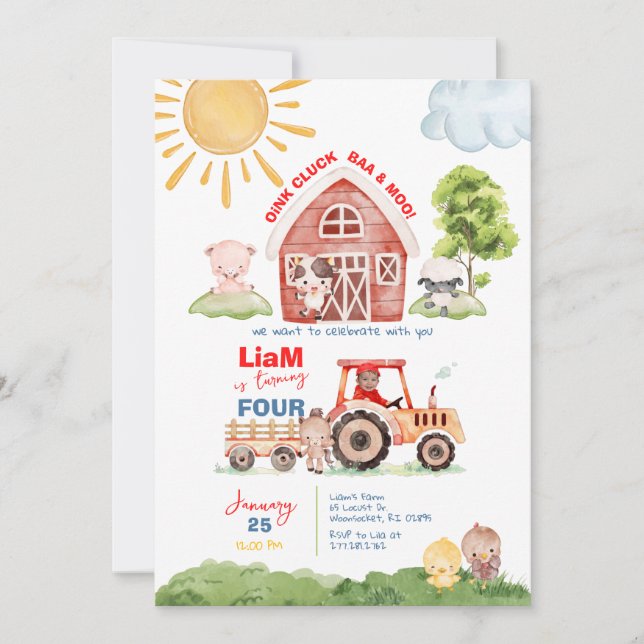 Invitación a foto de cumpleaños de cualquier edad  (Anverso)