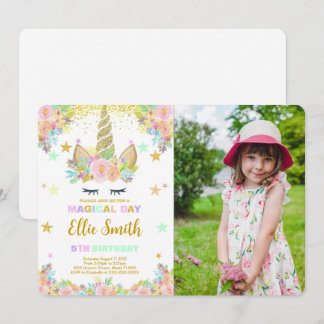 Invitación a foto de cumpleaños de Unicornio MÁGIC