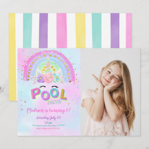 Invitación a foto de cumpleaños de Unicornio y Poo