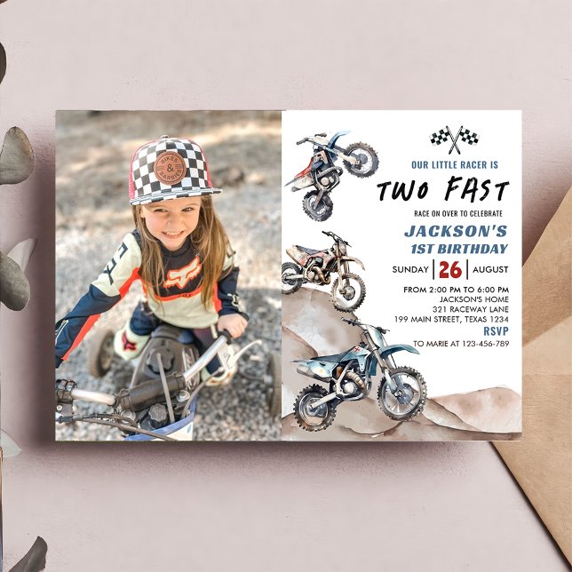 Invitación a foto de cumpleaños del Dirt Bike Race (Subido por el creador)