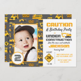 Invitación a foto de cumpleaños en construcción