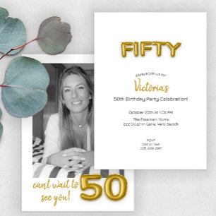 Invitación a foto de cumpleaños número 50 de Gold 